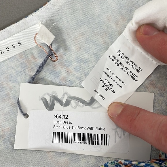 Lush NWT Dress Wrap Blue Tie Back with Ruffles Floral Size Small S - Picture 13 of 17